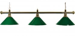 Pool Table Lighting Set - Brass Bar & Green Shades