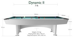 Dynamic II White Gloss 7ft Tournament Pool Table