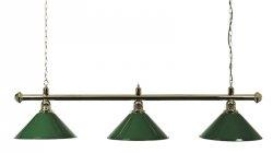 Pool Table Lighting Set - Brass Bar & Green Shades