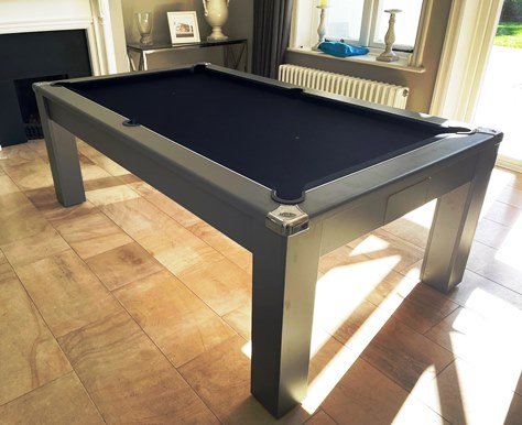 Avant Garde Pool Dining Table in Onyx Grey with Black Cloth