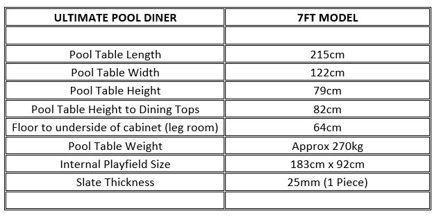 Ultimate Pool Dining Table Dimensions