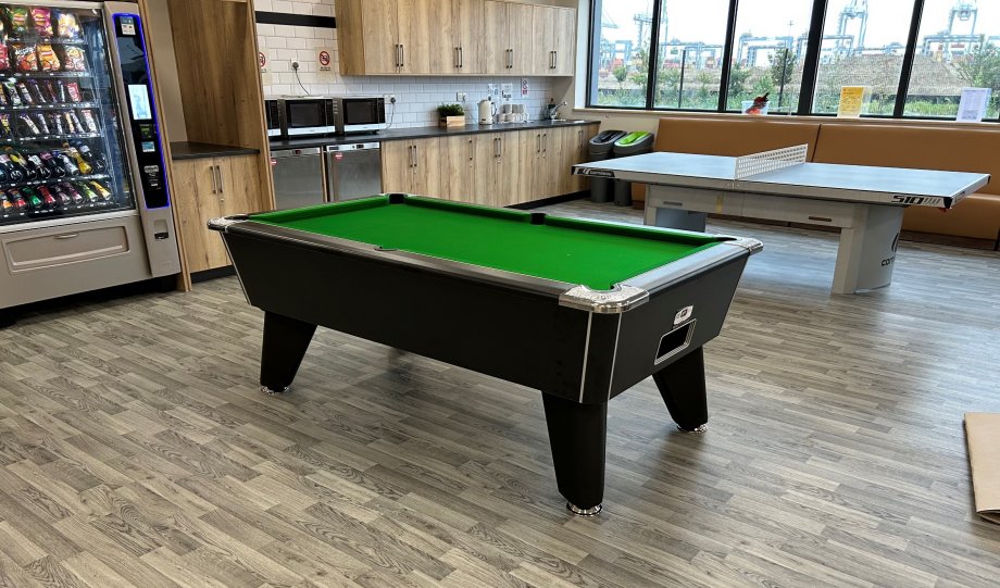 Free Play Slate Bed Pool Table in Office Breakout area