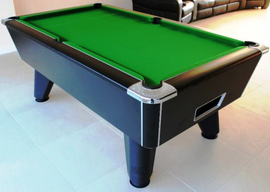 7ft Black Table with Green Cloth