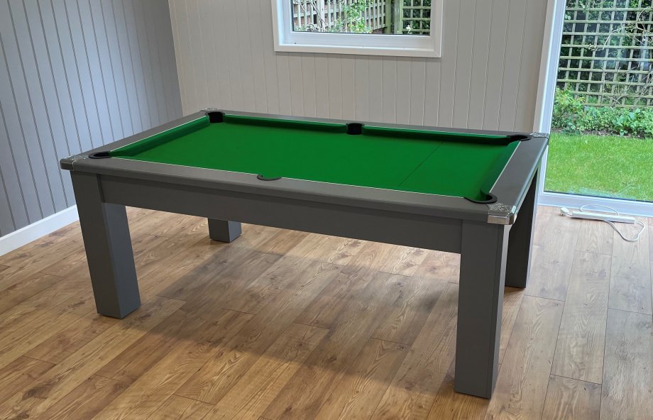 6ft Onyx Grey Avant Garde Pool Dining Table with Green Cloth