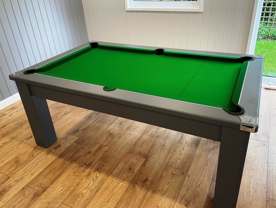 6ft Onyx Grey Avant Garde Pool Dining Table with Green Cloth