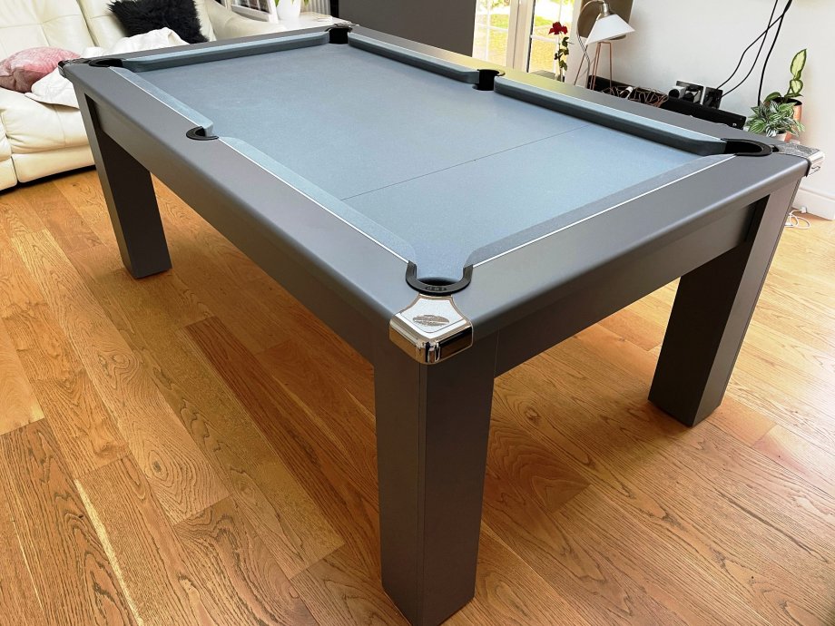7ft Onyx Grey Avant Garde Pool Dining Table with Grey Cloth
