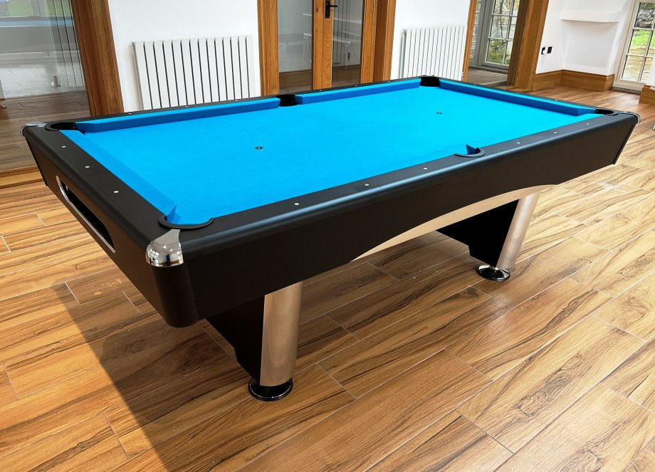 Black 7ft Triumph Table - Blue Cloth