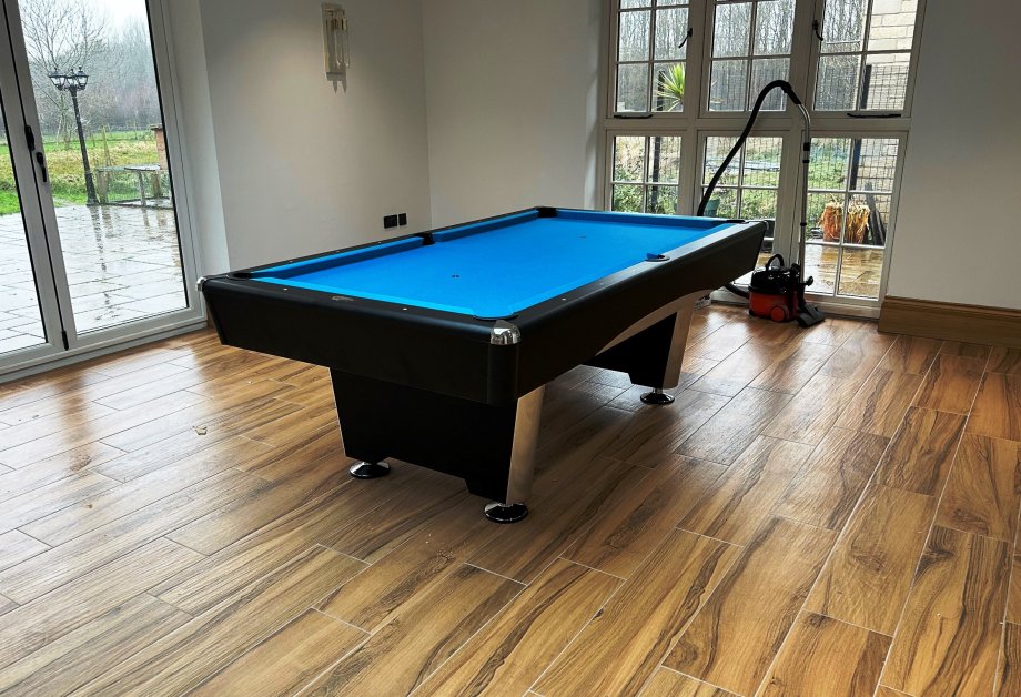 Black 7ft Triumph Table - Blue Cloth