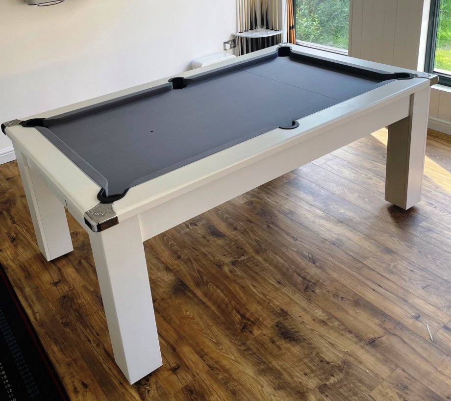 6ft Avant Garde White Pool Dining Table - Grey Cloth
