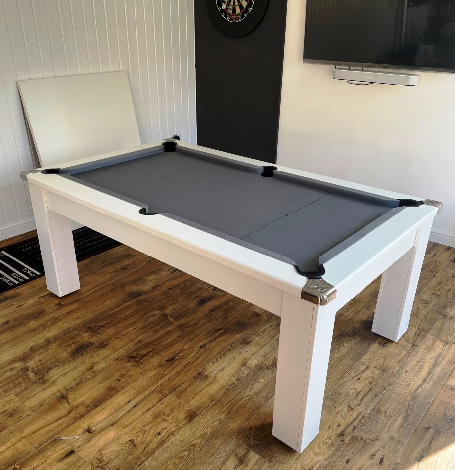 6ft Avant Garde White Pool Dining Table - Grey Cloth