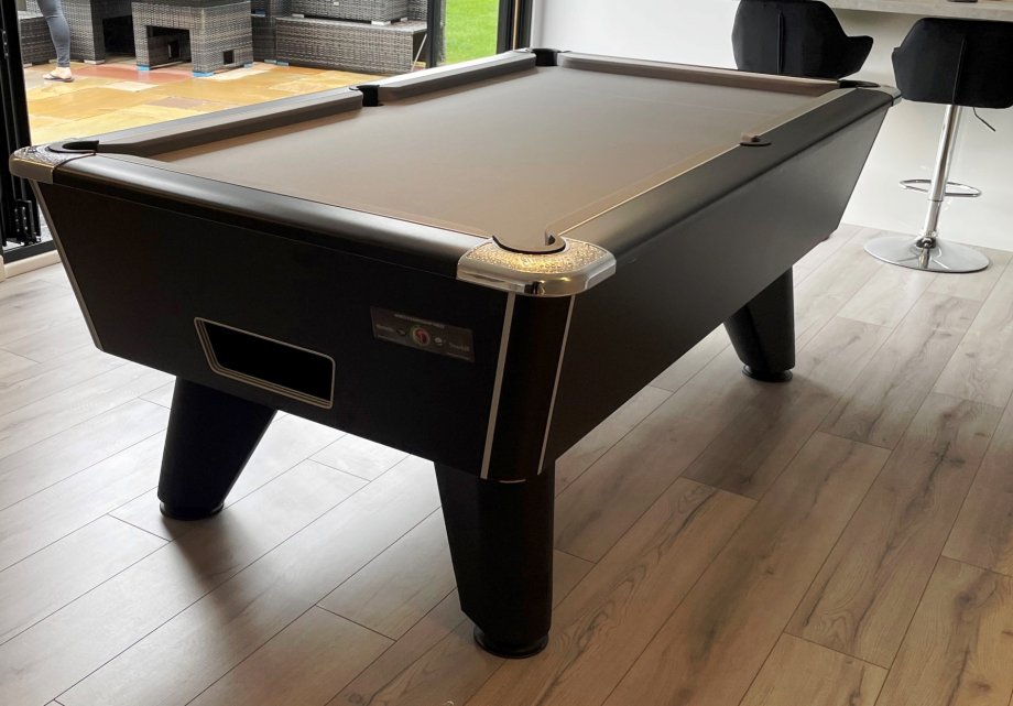 Black Supreme Winner 7ft Table with Grey Wool Cloth
