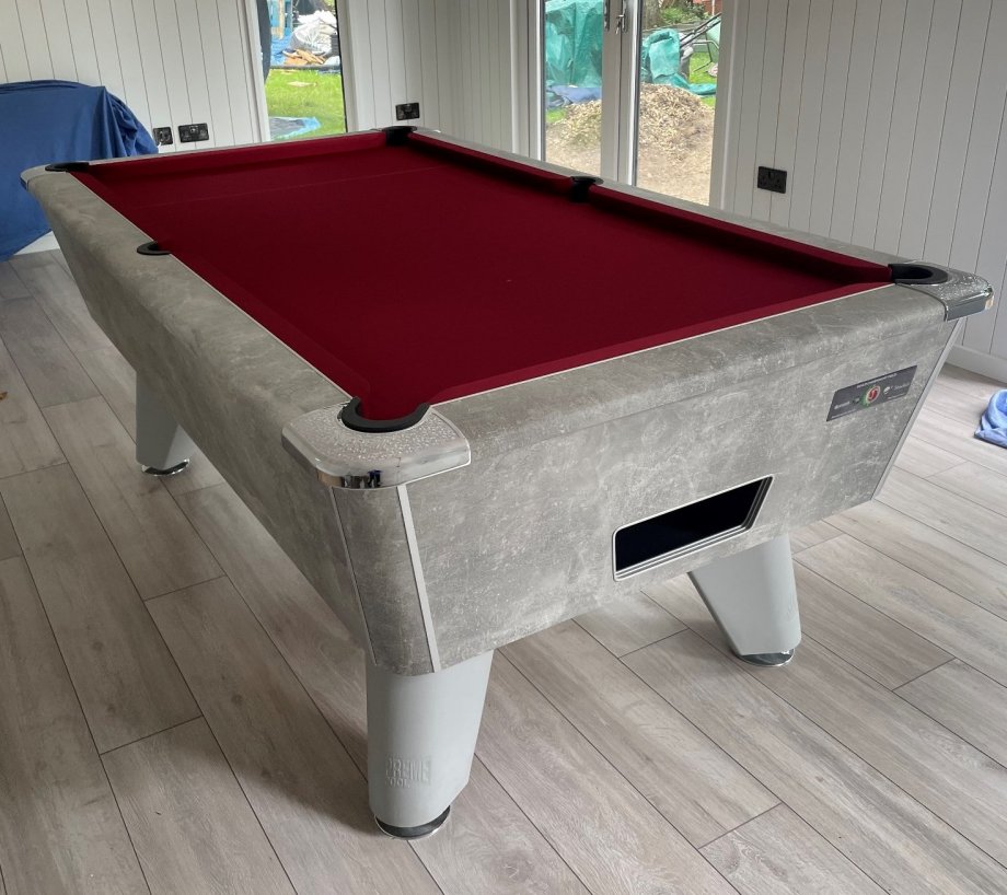 Italian Grey 7ft Table with Windsor Red Smart Cloth