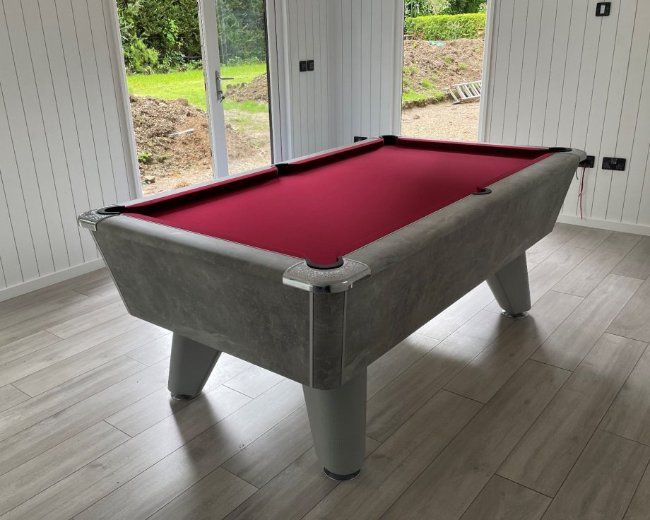 Italian Grey 7ft Table with Windsor Red Smart Cloth