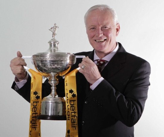Matchrooms Barry Hearn with the Snooker Final Trophy