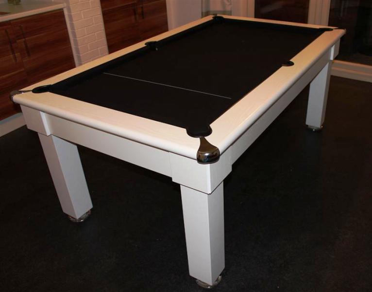 Tuscany Pool Dining Table in White with Black Cloth