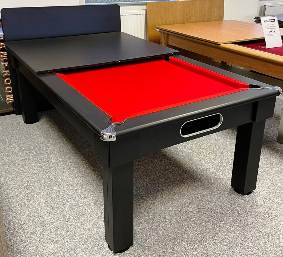 7ft Black Tuscany Pool Diner with Red Cloth