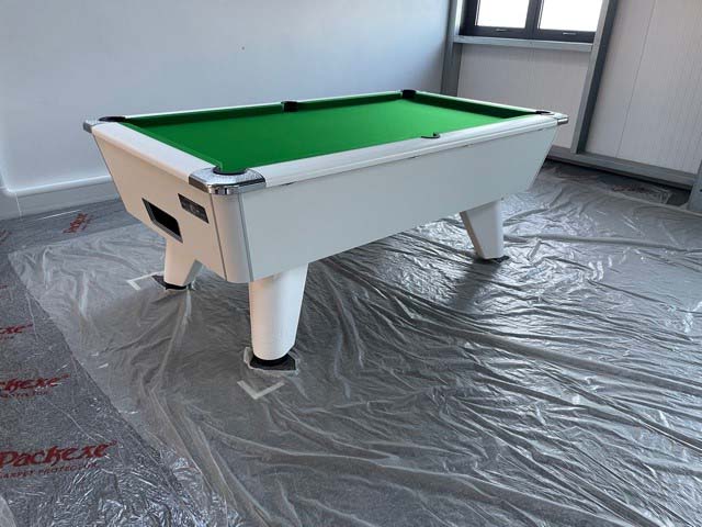 6ft White Table with Green Cloth