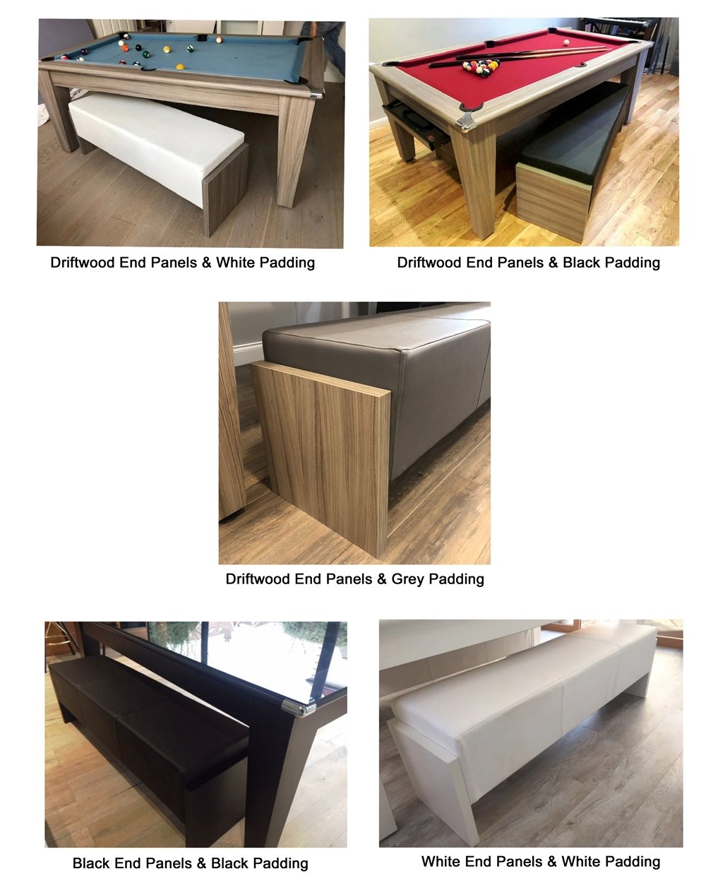 Driftwood Pool Table Bench Options