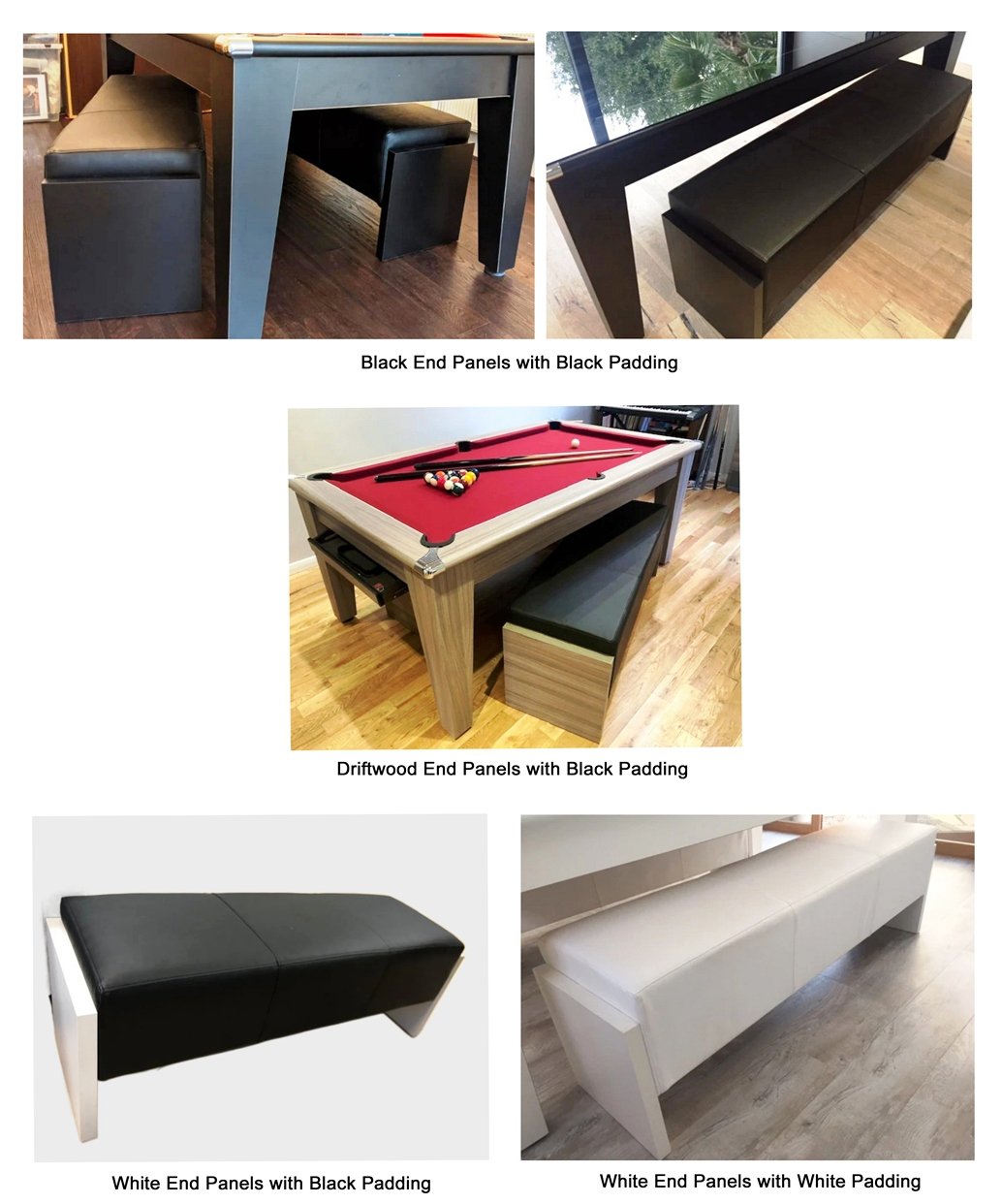 Black Pool Table Bench Options