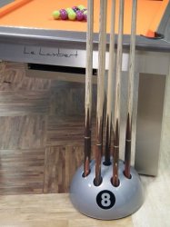 SALE - Pool Table 8 Ball Cue Rack - Black, White, Silver Red