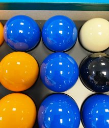 Aramith Pool Balls Blue and Yellow UK Set