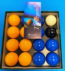 Aramith Pool Balls Blue and Yellow UK Set