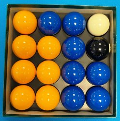 Aramith Pool Balls Blue and Yellow UK Set