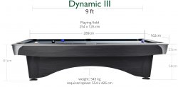 Dynamic III Grey American Pool Table - 9ft Size