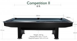 Dynamic Competition 8ft or 9ft Black Pool Table