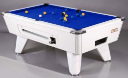 Supreme Winner White Coin Operated Slate Bed Pool Table
