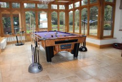 SALE - Pool Table 8 Ball Cue Rack - Black, White, Silver Red