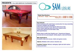 Sam American Pool Table Regenta Slate 9ft