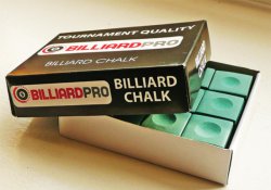 Billiard Pro Pool Chalk - 12 Cubes in Green, Red or Blue