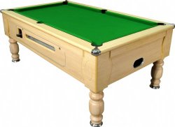 Optima Light Oak Coin Operated Slate Bed Pool Table