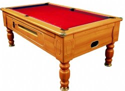 Optima Walnut Coin Operated Slate Bed Pool Table
