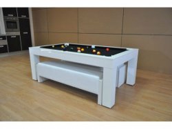 High Gloss White Padded Pool Table Bench