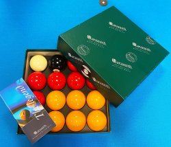 Aramith Pool Ball Set UK Red & Yellows Set