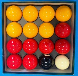 Aramith Pool Ball Set UK Red & Yellows Set