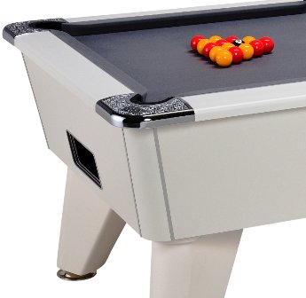 Omega Pro Pool Table with a White Cabinet