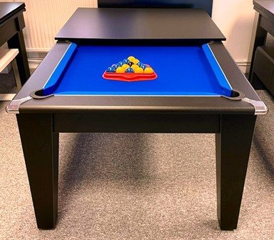 Classic  Pool Dining Table in a Black Finish with dining tops