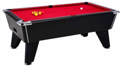 Omega Pro Slate Bed Pool Table - Black Cabinet with Red Cloth