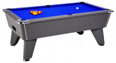 Omega Pro Slate Bed Pool Table - Onyx Grey Cabinet with Blue Cloth