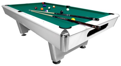 Triumph Matt White Pool Table Fitted with STANDARD Yellow Green Cloth