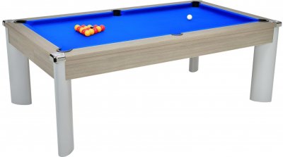 DPT Fusion Grey Oak Pool Dining Table with Blue Cloth