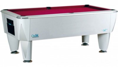 SAM Atlantic Champion Pool Table - Silver Cabinet Finish with Red Cloth