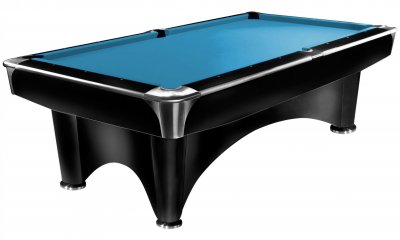 Dynamic III Pool Table - Black Cabinet fitted with Tournament Blue Cloth
