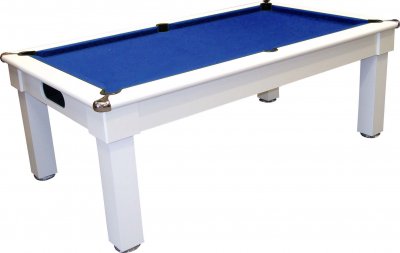 Optima Tuscany White Pool Dining Table with Blue Cloth