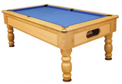 Optima Monaco Pool Table - Oak Finish with Blue Cloth