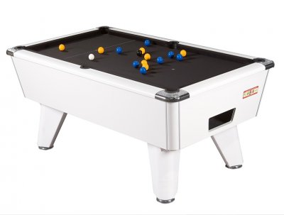 White Winner Pool Table with Black Wool Cloth