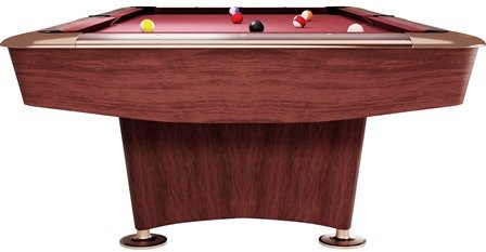 Dynamic II slate bed pool table in a brown cabinet finish